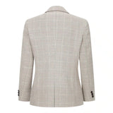 Pojkar Rutig Tweed Beige Brun 3-delad Kostym Bröllop Vintage Retro Klassisk