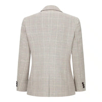 Pojkar Rutig Tweed Beige Brun 3-delad Kostym Bröllop Vintage Retro Klassisk