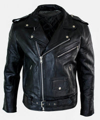 Äkta läder Brando Hide herr kohud original korsdragkedja Brando biker motorcykeljacka för män