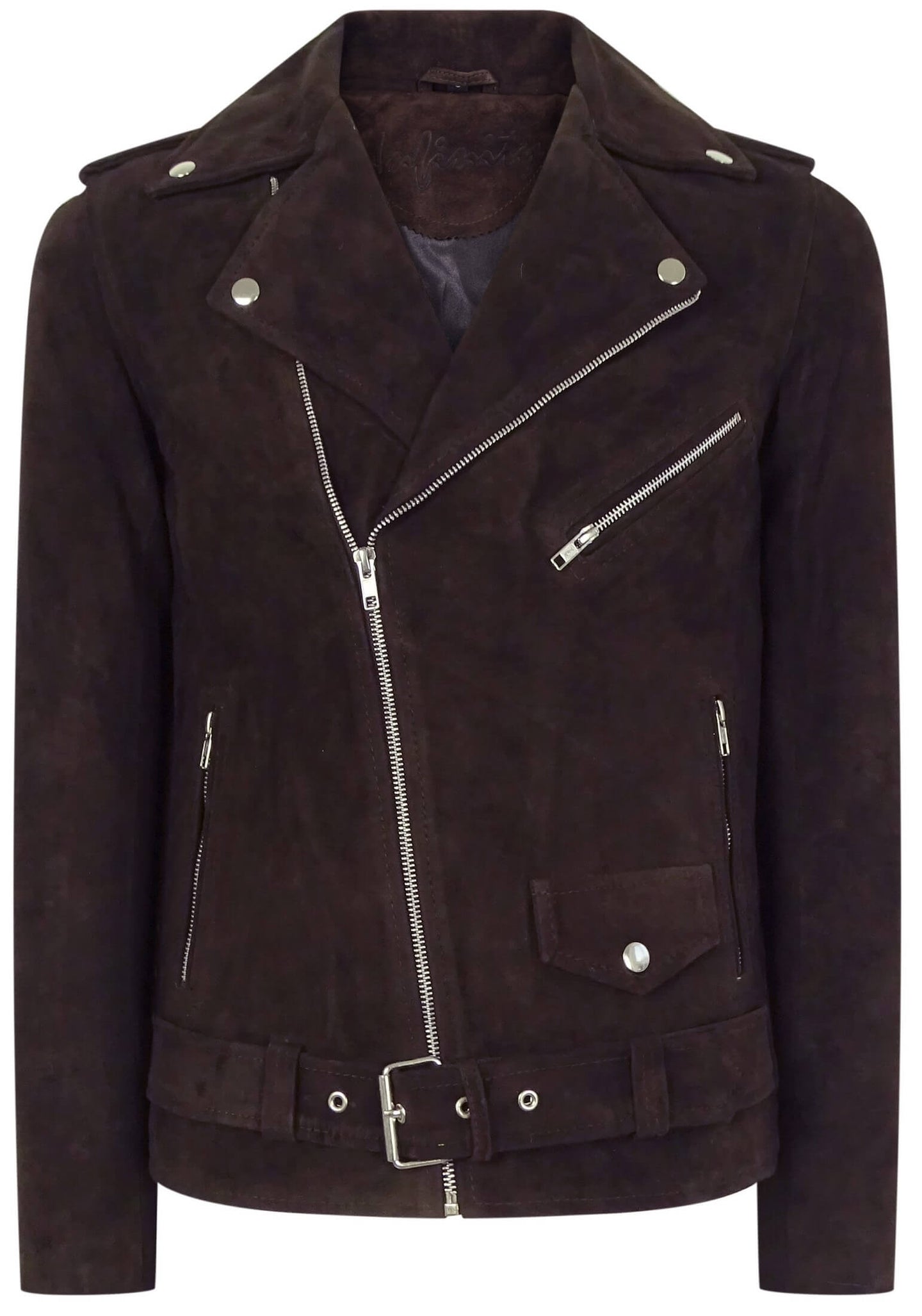 Äkta läder Vintage Cross-Zip Brando Suede herrjacka-Brun