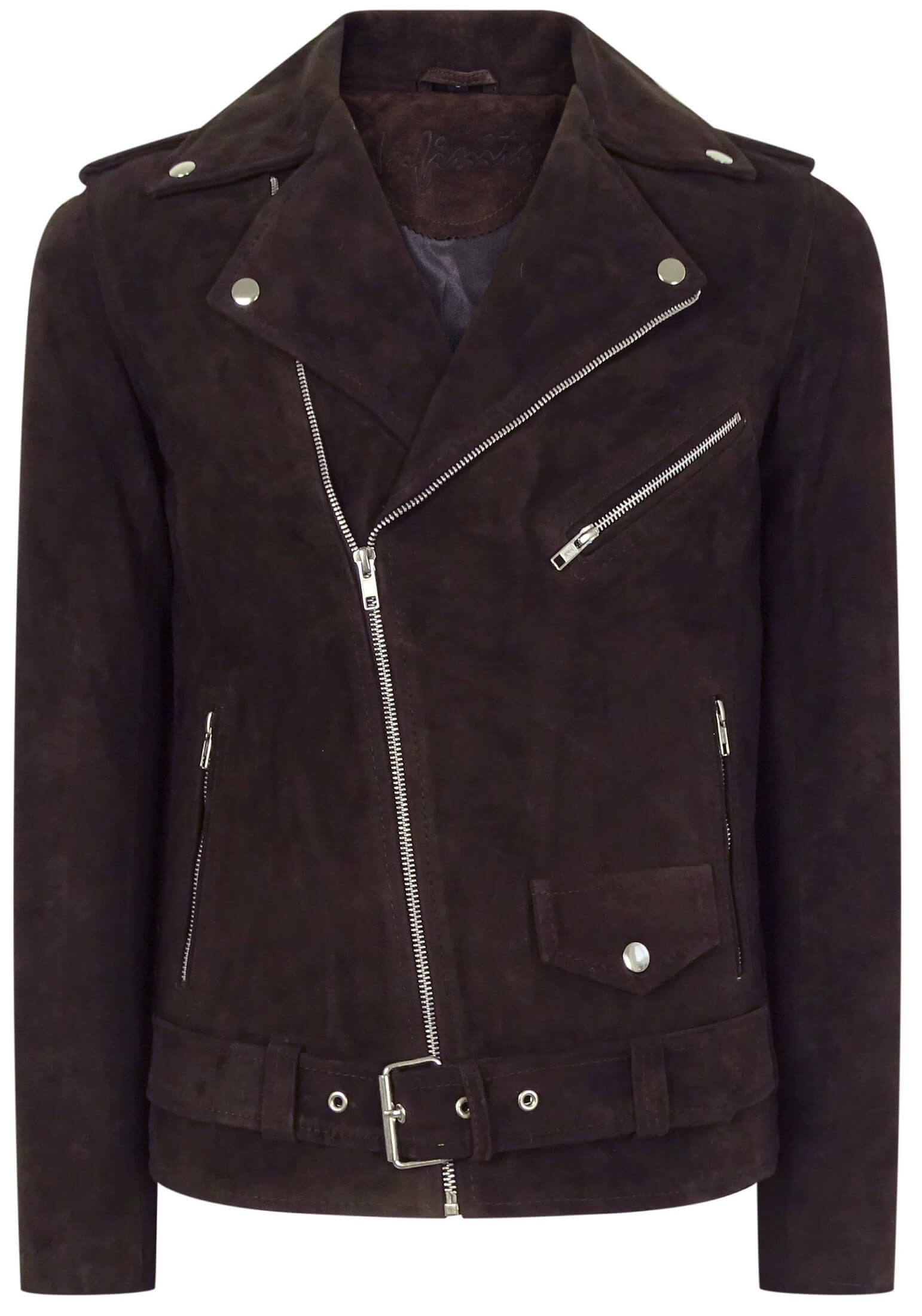 Äkta läder Vintage Cross-Zip Brando Suede herrjacka-Brun