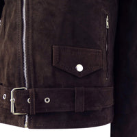 Äkta läder Vintage Cross-Zip Brando Suede herrjacka-Brun