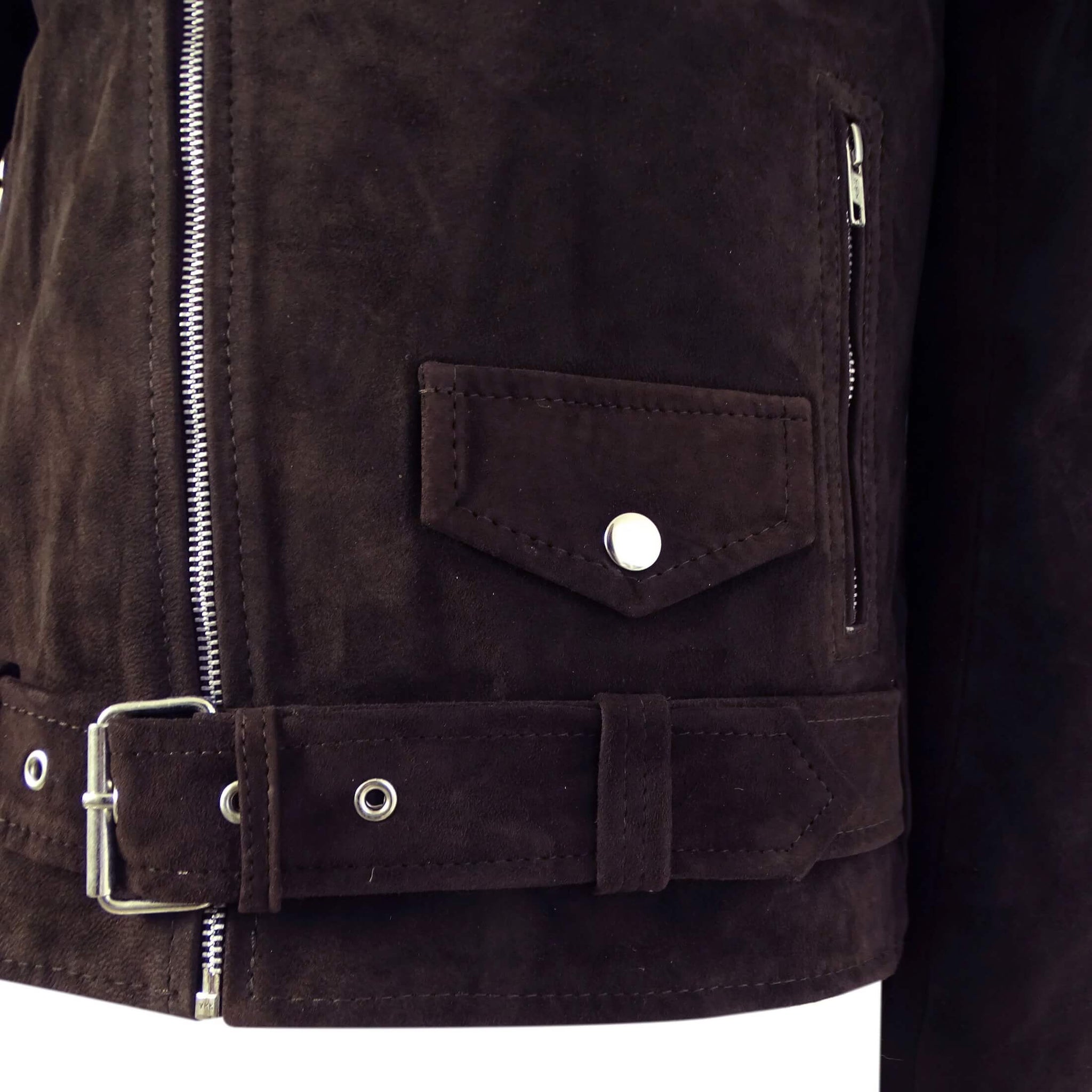 Äkta läder Vintage Cross-Zip Brando Suede herrjacka-Brun