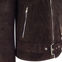 Äkta läder Vintage Cross-Zip Brando Suede herrjacka-Brun