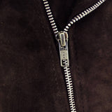 Äkta läder Vintage Cross-Zip Brando Suede herrjacka-Brun