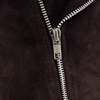 Äkta läder Vintage Cross-Zip Brando Suede herrjacka-Brun