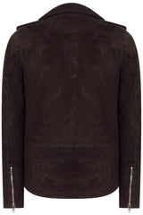 Äkta läder Vintage Cross-Zip Brando Suede herrjacka-Brun