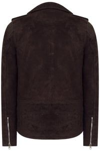 Äkta läder Vintage Cross-Zip Brando Suede herrjacka-Brun