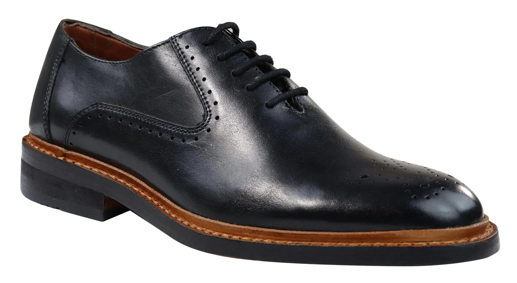 Herr Brogue Oxford Skor Bruna Svarta Läderskor Goodyear Randsydda