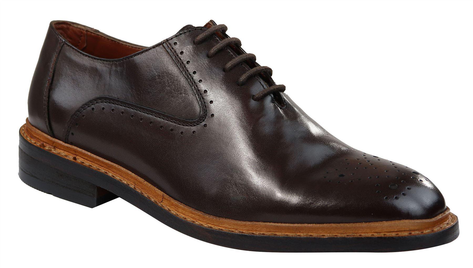 Herr Brogue Oxford Skor Bruna Svarta Läderskor Goodyear Randsydda