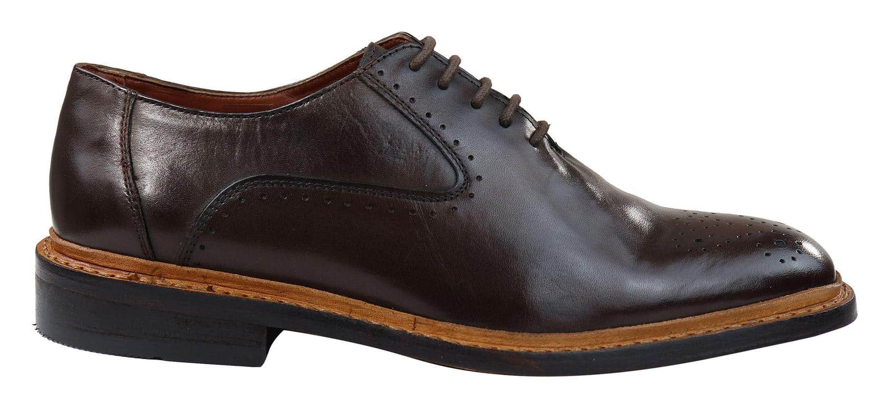 Herr Brogue Oxford Skor Bruna Svarta Läderskor Goodyear Randsydda