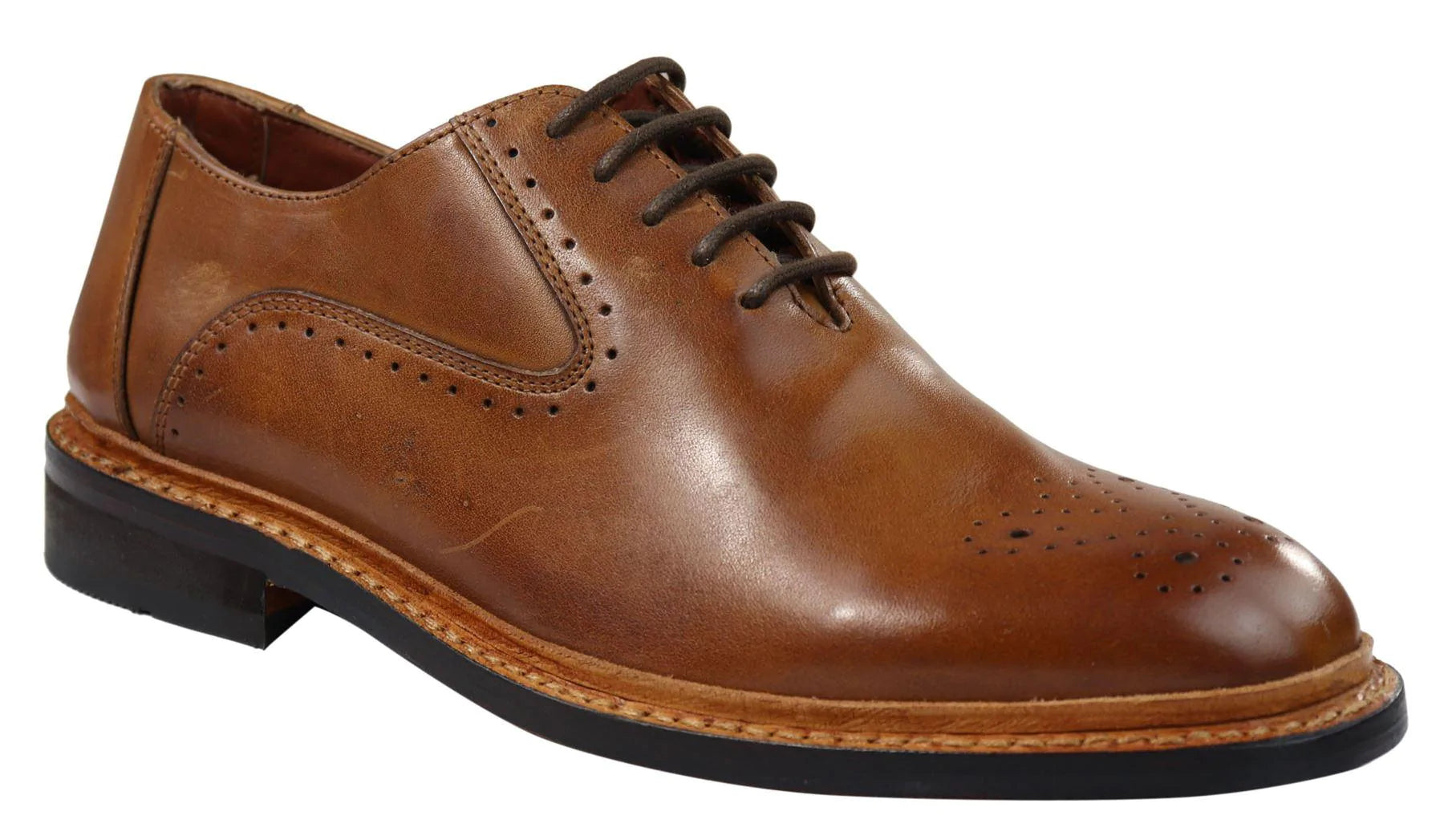 Herr Brogue Oxford Skor Bruna Svarta Läderskor Goodyear Randsydda