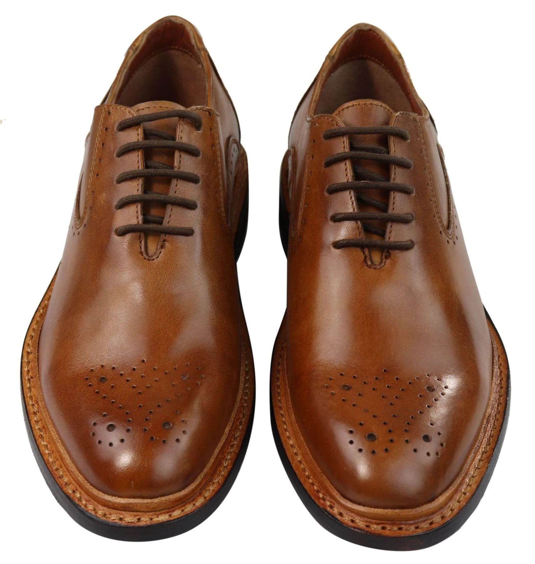 Herr Brogue Oxford Skor Bruna Svarta Läderskor Goodyear Randsydda