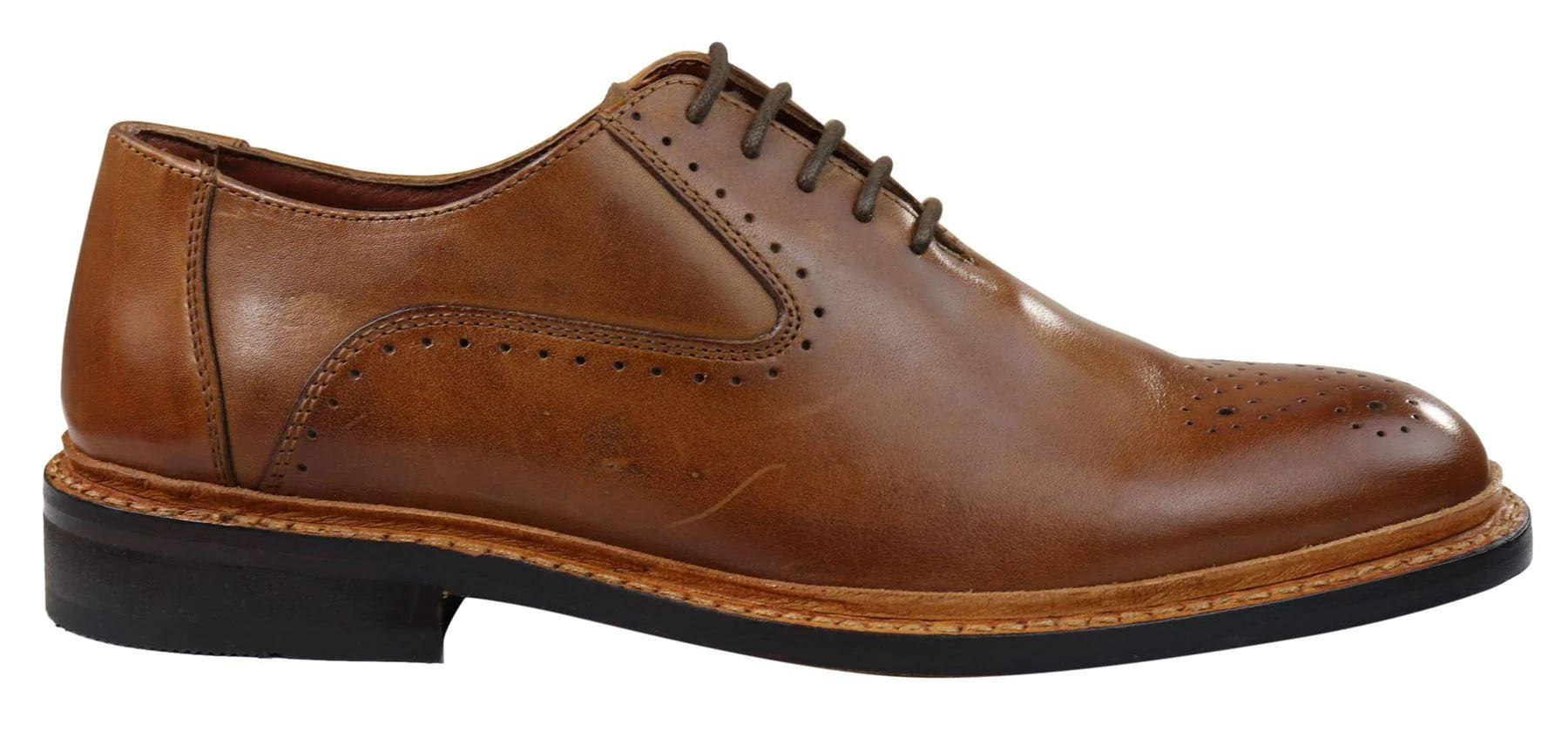 Herr Brogue Oxford Skor Bruna Svarta Läderskor Goodyear Randsydda