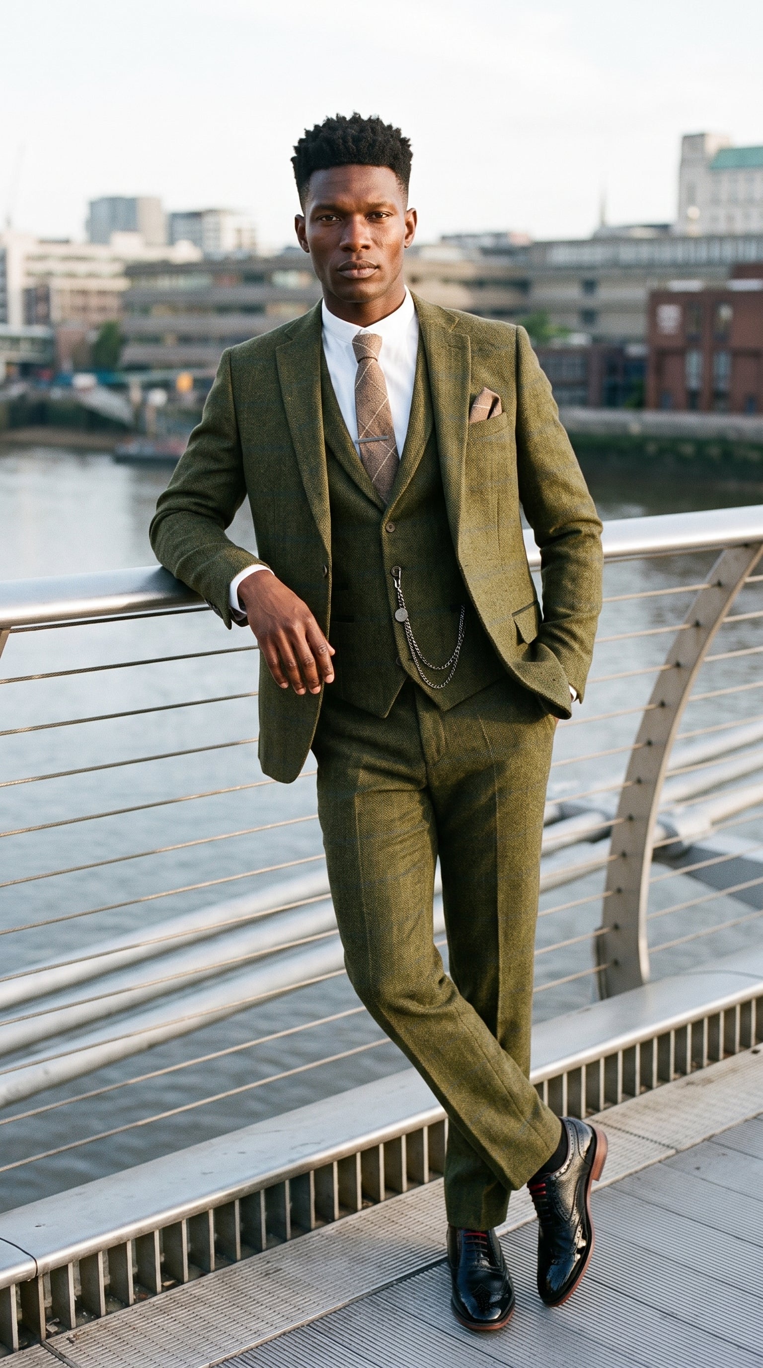Look #715 styled with Herrkostym i ull, tweed, grön, blå, brun, rutig, 1920-tals Gatsby