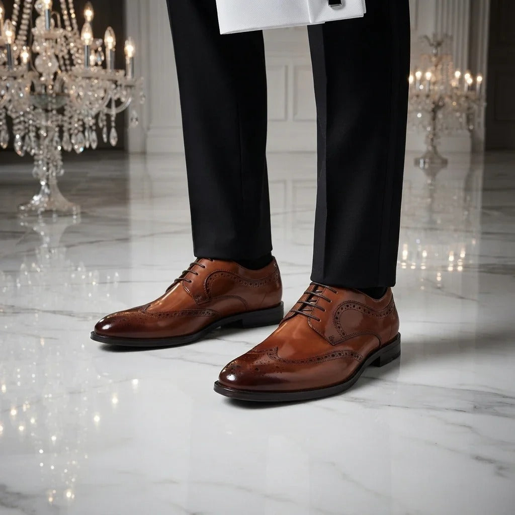 Cambridge - Herr Bruna Wingtip Brogue Derbyskor