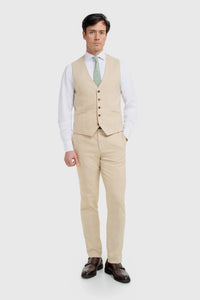 Camden - Herr Beige 3-delad rutig kostym