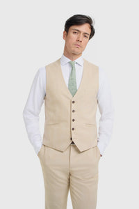 Camden - Herr Beige 3-delad rutig kostym