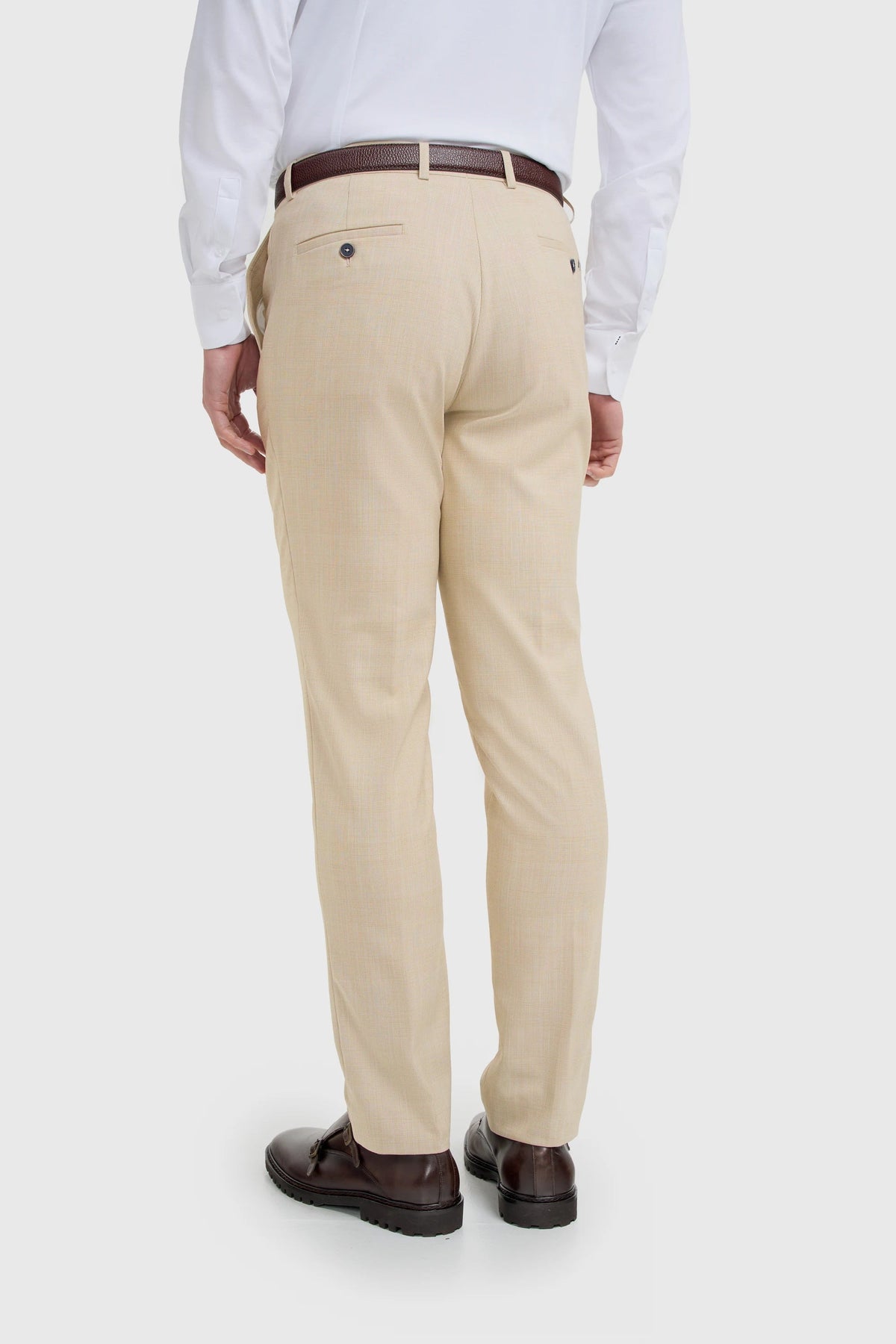 Camden - Herr Beige 3-delad rutig kostym