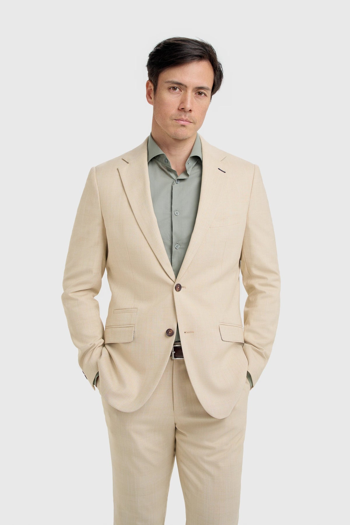 Camden - Herr Beige Rutig Kavaj