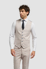 Caridi - Herrväst i tweed, beige, bröllop