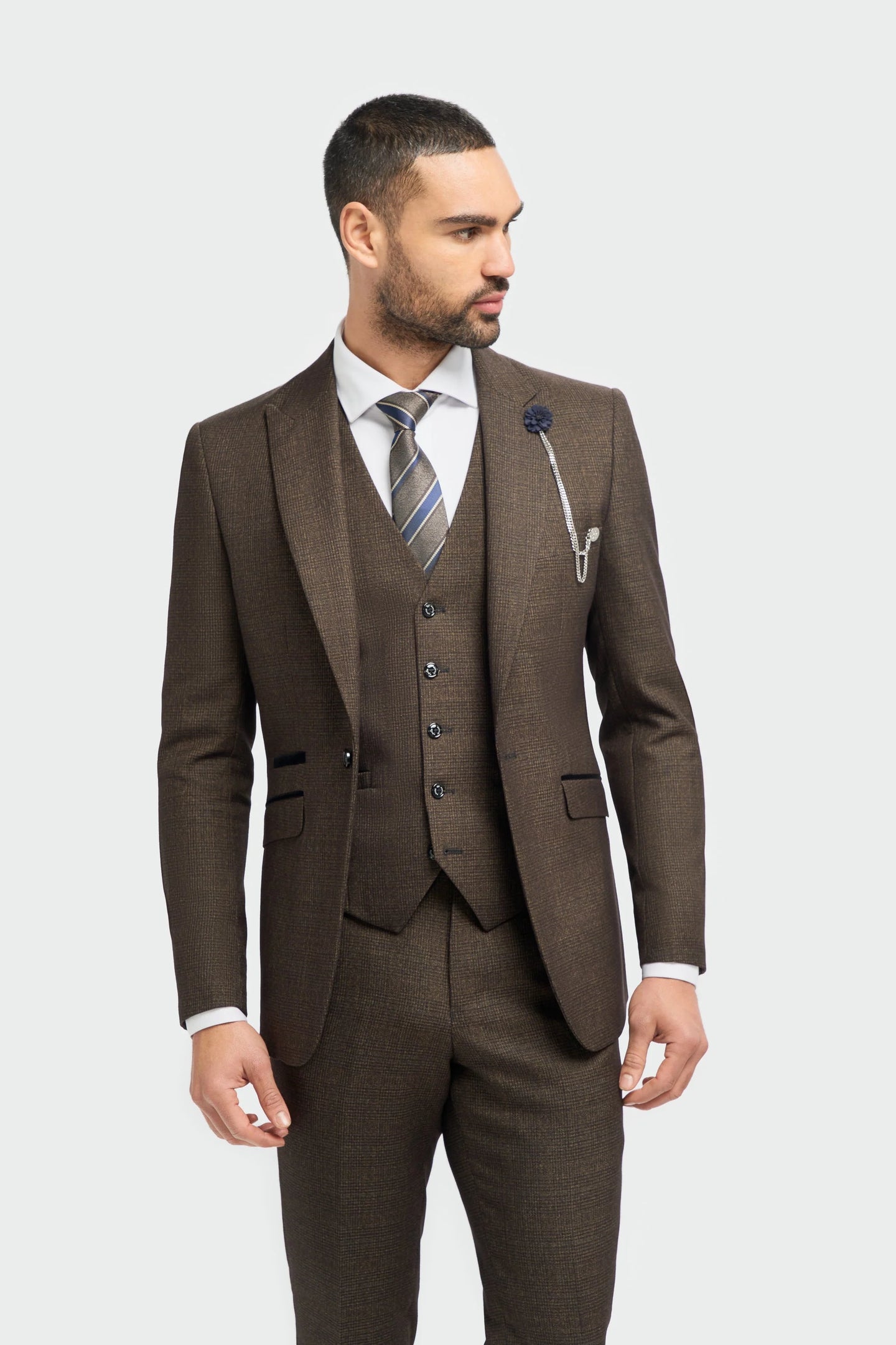 Caridi - Herrkavaj i tweed, brun
