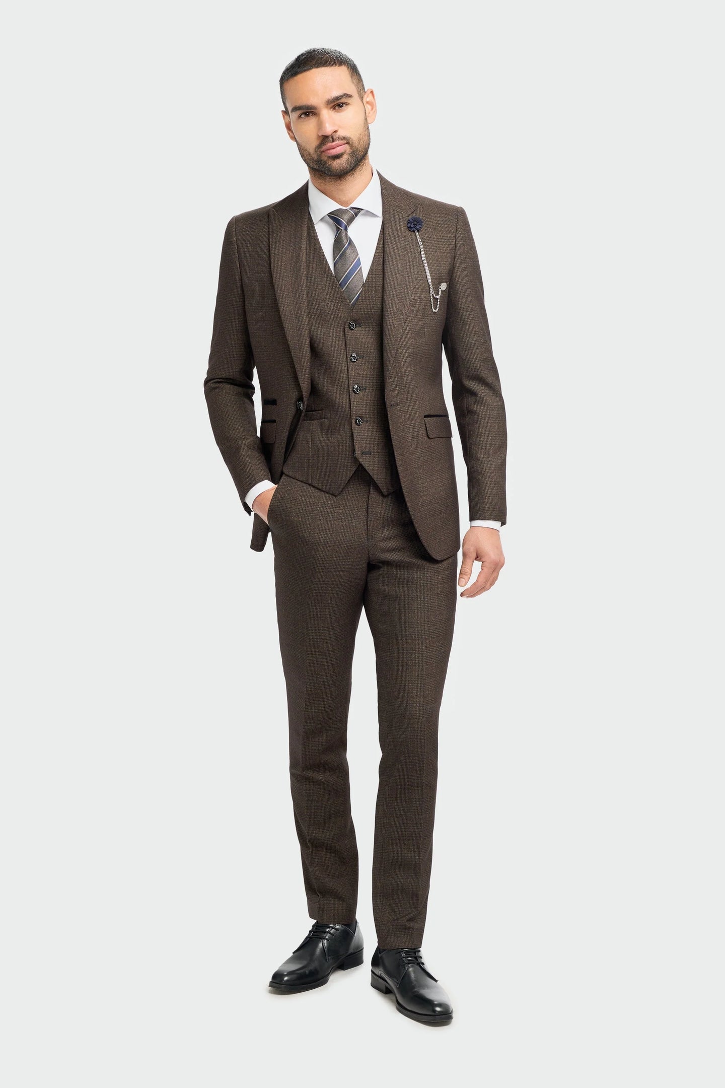 Caridi - Herrkavaj i tweed, brun
