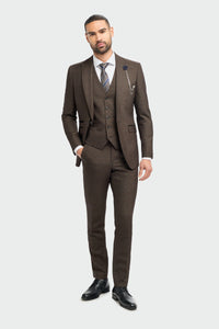 Caridi - Herrkavaj i tweed, brun