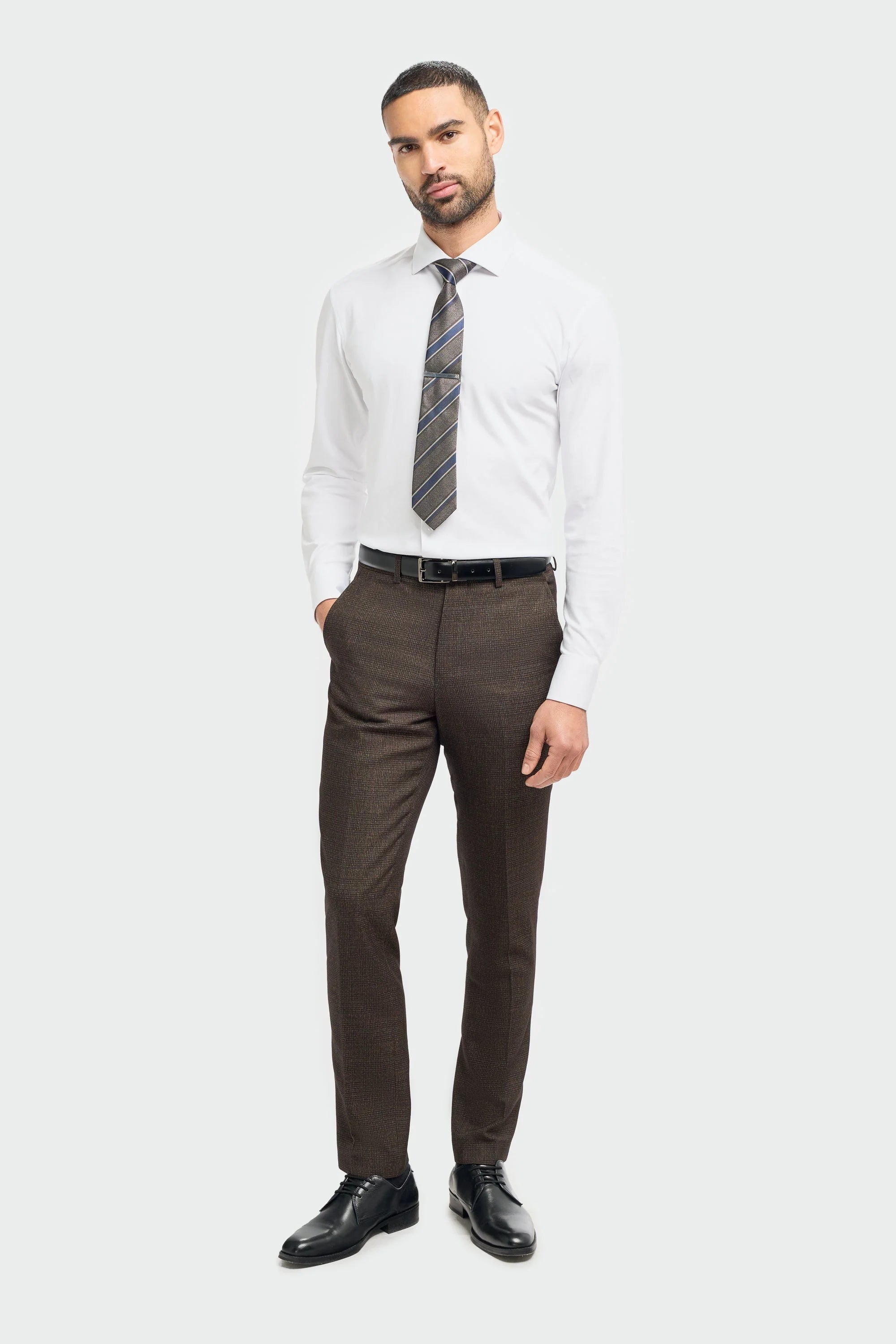 Caridi - Herrbyxor i tweed, brunt