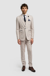 Caridi - Herrkavaj i tweed, beige