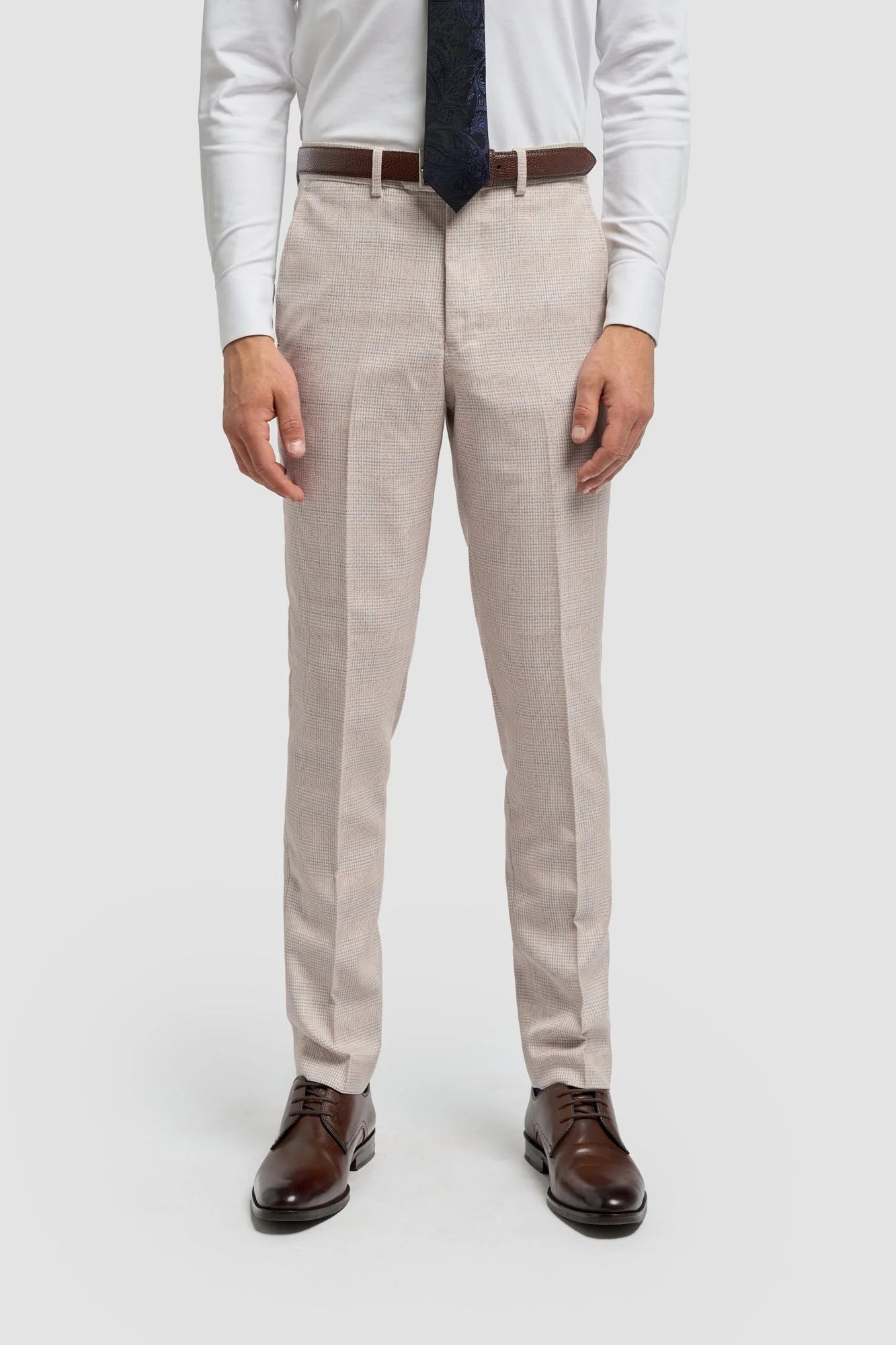 Caridi - Herrbyxor i tweed i beige