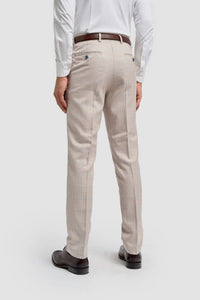 Caridi - Herrbyxor i tweed i beige