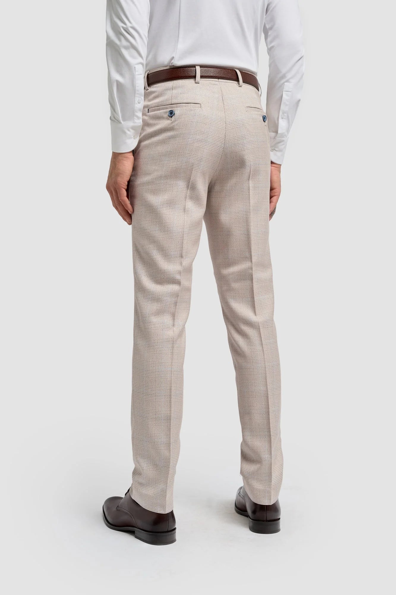 Caridi - Herrbyxor i tweed i beige