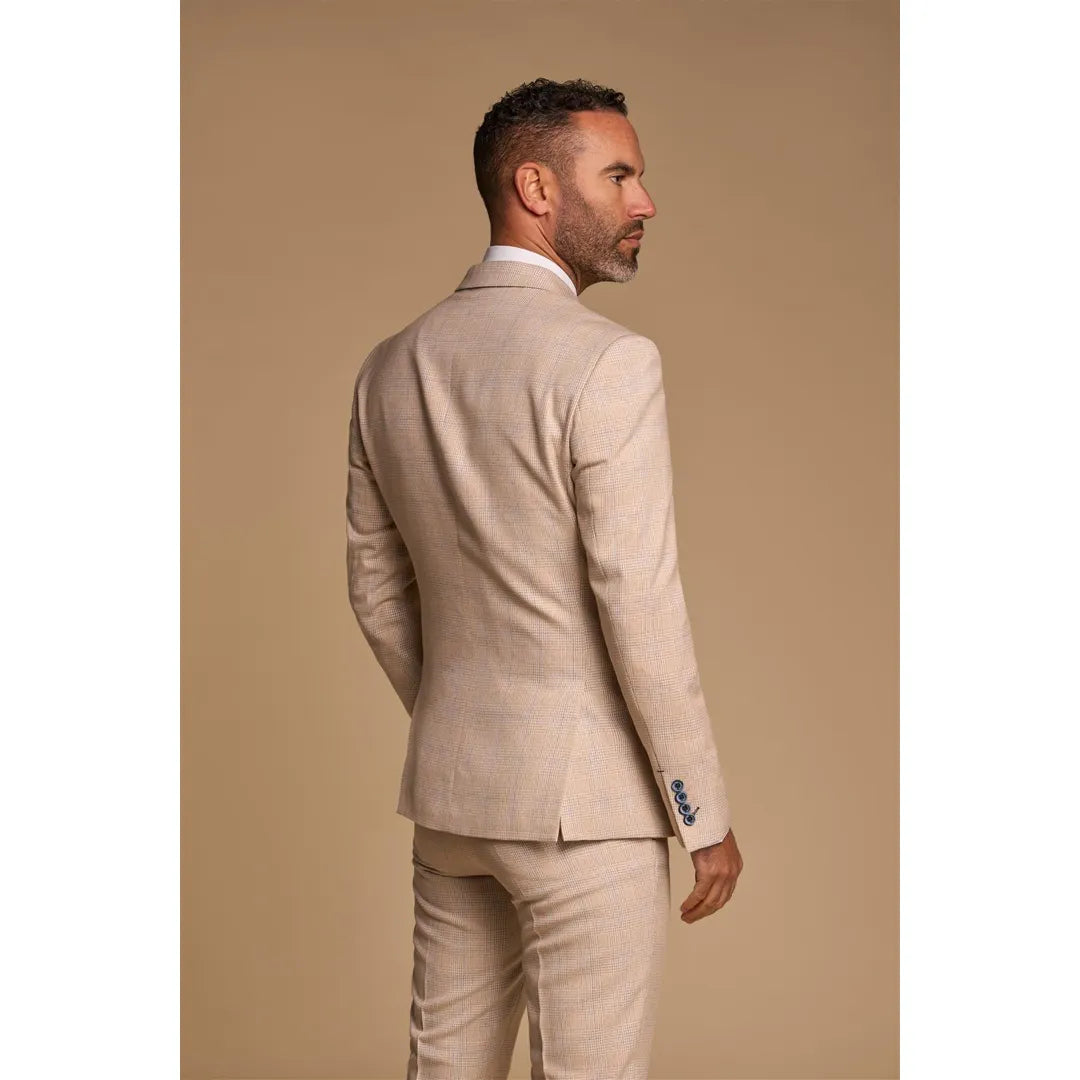 Caridi - Beige Dubbelknäppt Kavaj för Herr