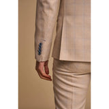 Caridi - Beige Dubbelknäppt Kostym för Herr i 2 Delar