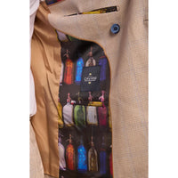 Caridi - Beige Dubbelknäppt Kostym för Herr i 2 Delar