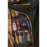 Caridi - Herrkostym i olivgrön med dubbelknäppning, 2 delar