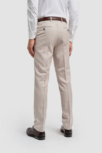 Caridi - Herrbyxor i tweed i beige