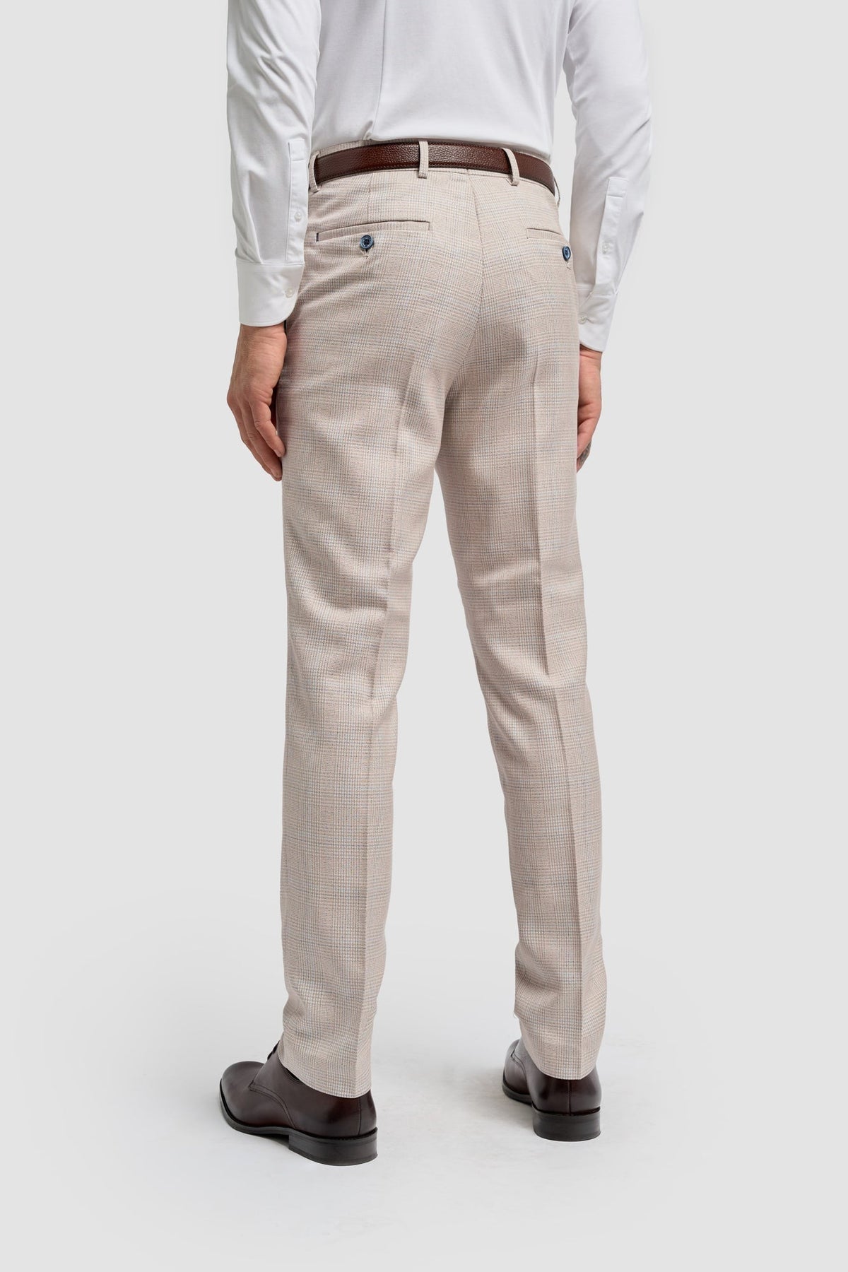 Caridi - Herrbyxor i tweed i beige