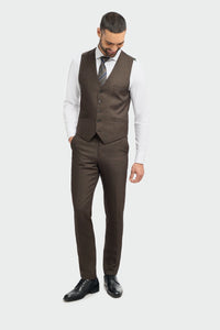 Caridi - Herrväst i tweed, brun