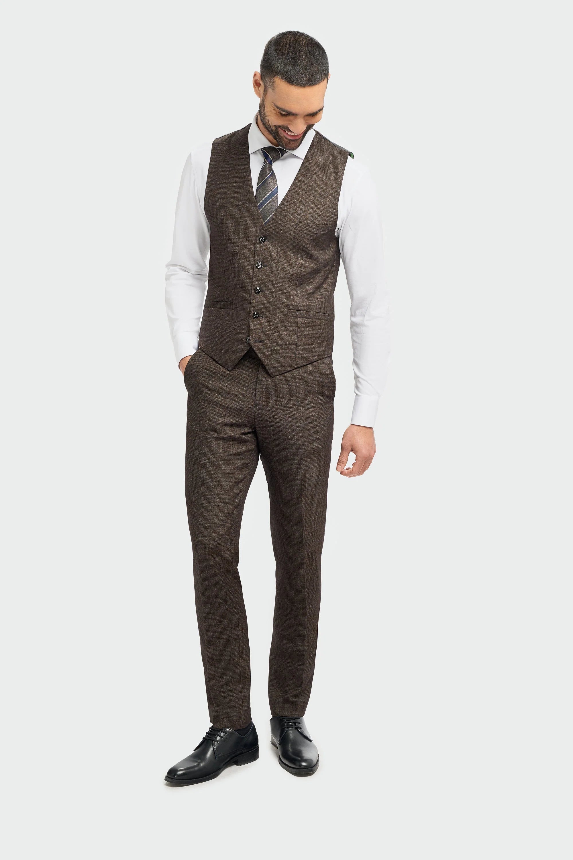 Caridi - Herrväst i tweed, brun