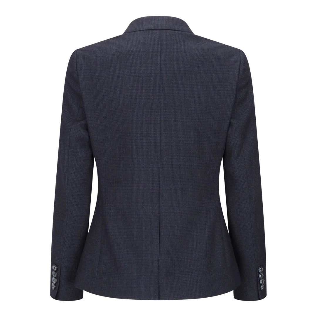 Caridi - Dam Tweed Marinblå Rutig Kavaj Ulljacka 1920-tal