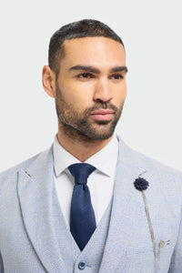 Herr 3-delad rutig kostym i tweed ljusblå skräddarsydd passform bröllop peaky klassisk