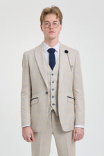 Herr Cremefärgad 3-delad Bröllopskostym - Cavani Caridi