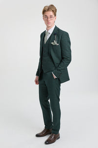 Herr 3-delad rutig kostym i tweed, olivgrön, skräddarsydd passform, bröllop, klassisk stil, Peaky