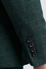 Herr 3-delad rutig kostym i tweed, olivgrön, skräddarsydd passform, bröllop, klassisk stil, Peaky