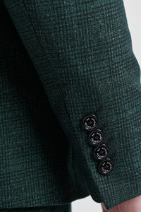 Herr 3-delad rutig kostym i tweed, olivgrön, skräddarsydd passform, bröllop, klassisk stil, Peaky