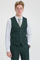 Herr 3-delad rutig kostym i tweed, olivgrön, skräddarsydd passform, bröllop, klassisk stil, Peaky