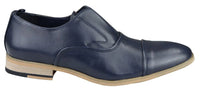 Herr Slip-On Skor i Äkta Läder Eleganta Formella Marinblå Tan Brun Bröllop Kontor Fest
