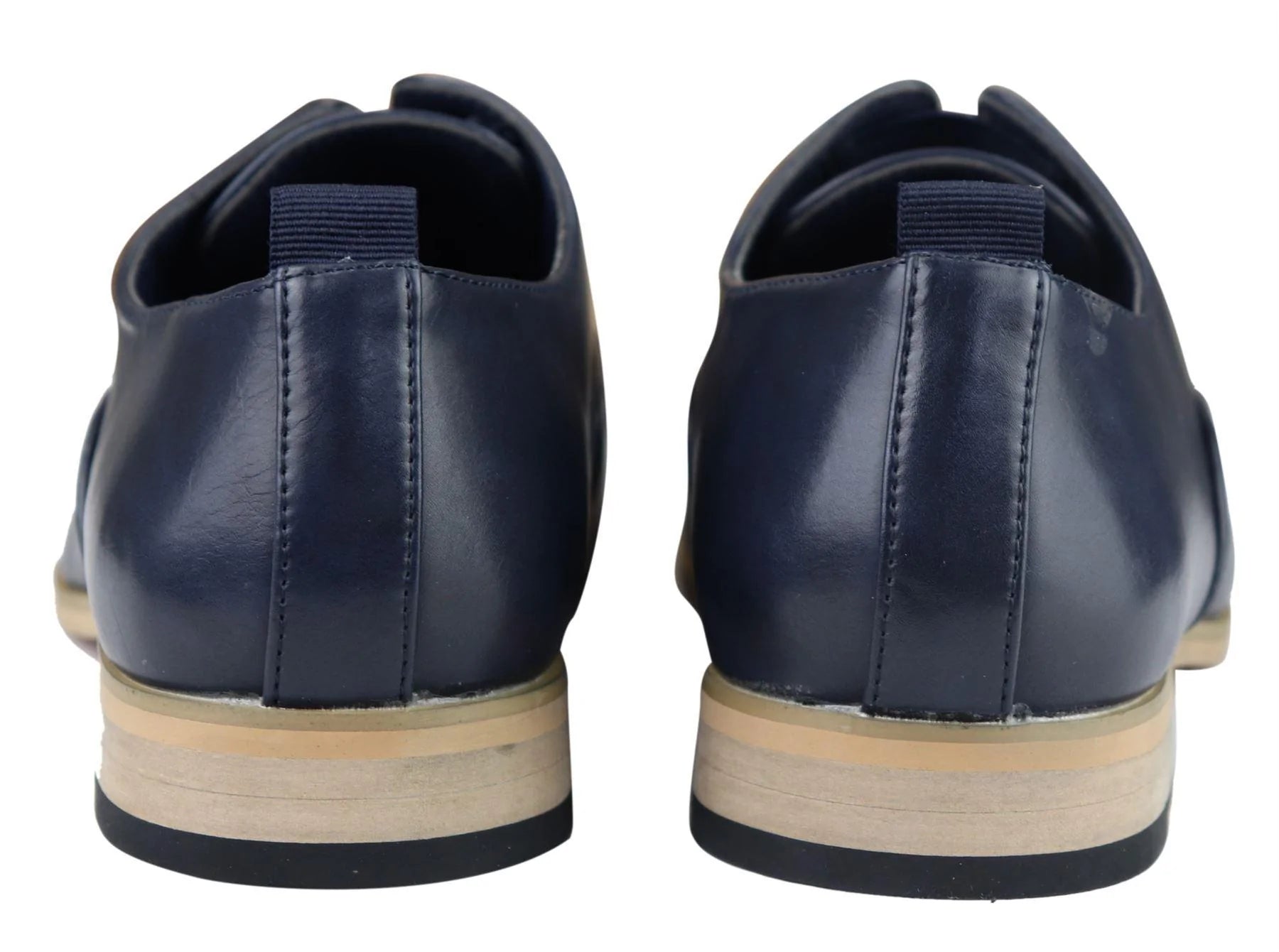 Herr Slip-On Skor i Äkta Läder Eleganta Formella Marinblå Tan Brun Bröllop Kontor Fest